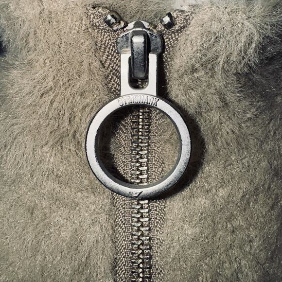 GYMSHARK X Whitney Simmons Small Beige Brown Zip Eyelash Knit Cropped Jacket Fur - Picture 7 of 11